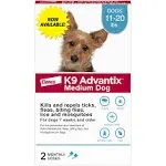 K9 Advantix Flea, Tick & Mosquito Prevention for Medium Dogs 11-20 lbs, 2-Monthly Treatments