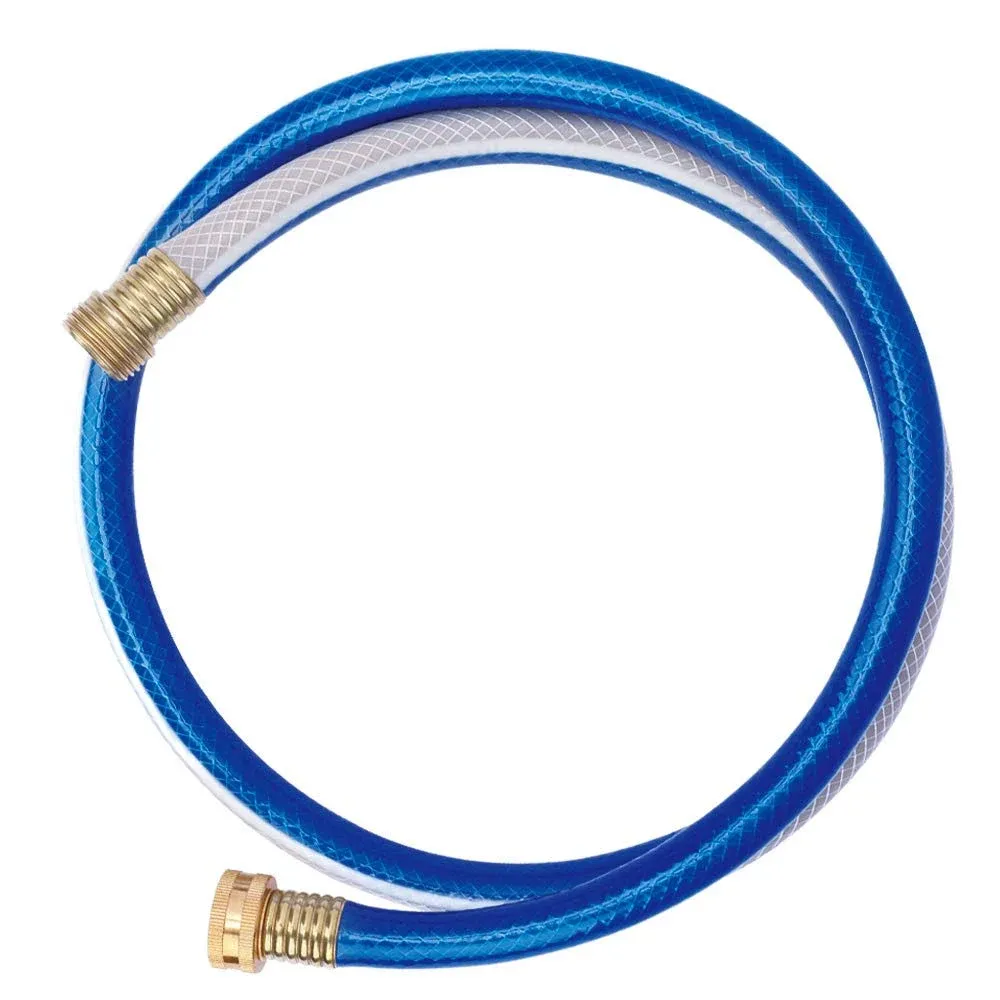 Solution4Patio Short Garden Hose 5/8 in. x 4 ft. Blue Lead-in Hose Male/Femal...