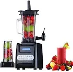 Ovente 13.5 oz. 1000-Watt Black Robust Professional Blender with BPA Free, Blender Jar Travel Mug and Tamper