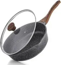 Nonstick Deep Frying Pan Skillet 10&#034; Saute Pan with Lid Stay-Cool Handle Granite