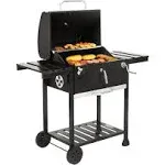 Royal Gourmet Cd1824en 24" Charcoal Grill Outdoor Smoker with Side Tables, Black