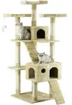 Go Pet Club Cat Tree Condo Furniture, Beige, 72"