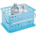 iDesign Plastic Storage Organizer Basket with Handle for Bathroom, Health, Cosmetics, Hair Supplies and Beauty Products, 5.3" x 8.8" x 6.9", Azure