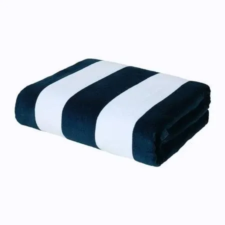 Exclusivo Mezcla Cotton Large Cabana Stripe Beach Towel, Super Absorbent Soft Plush Pool Towel, Bath Towel (Dark Navy, 30 inchx60 inch), Size: 30 x 60