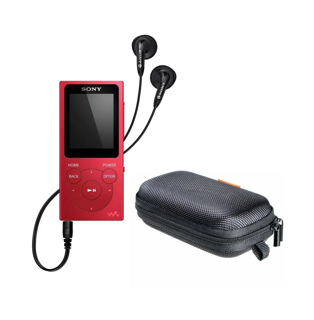 Sony NW-E394 Walkman MP3 Player (8GB, Red) with Hard Carrying Case