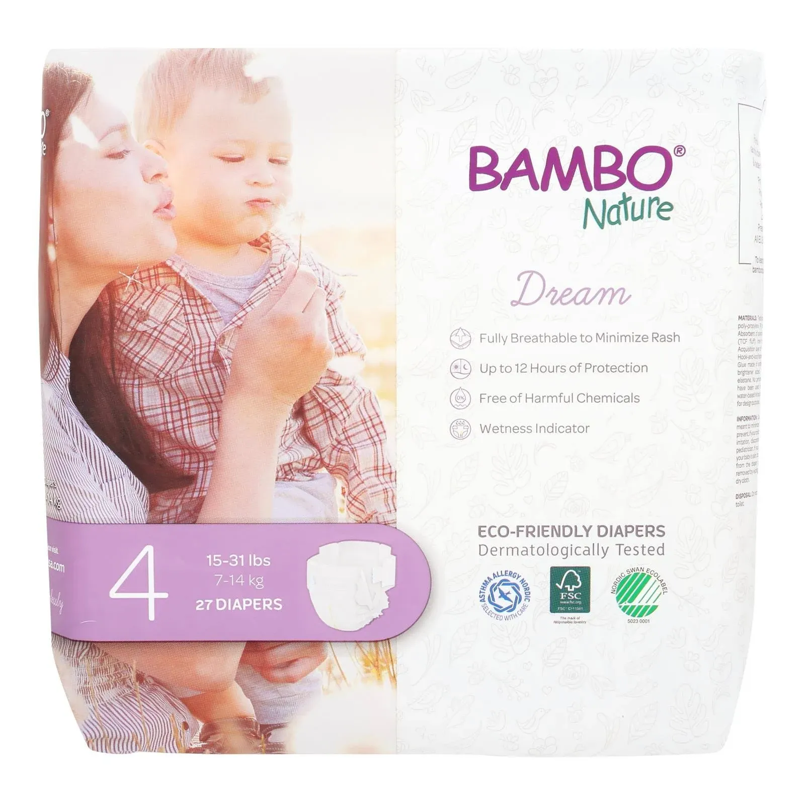 Unisex Baby Diaper Bambo Nature Dream Disposable Heavy Absorbency