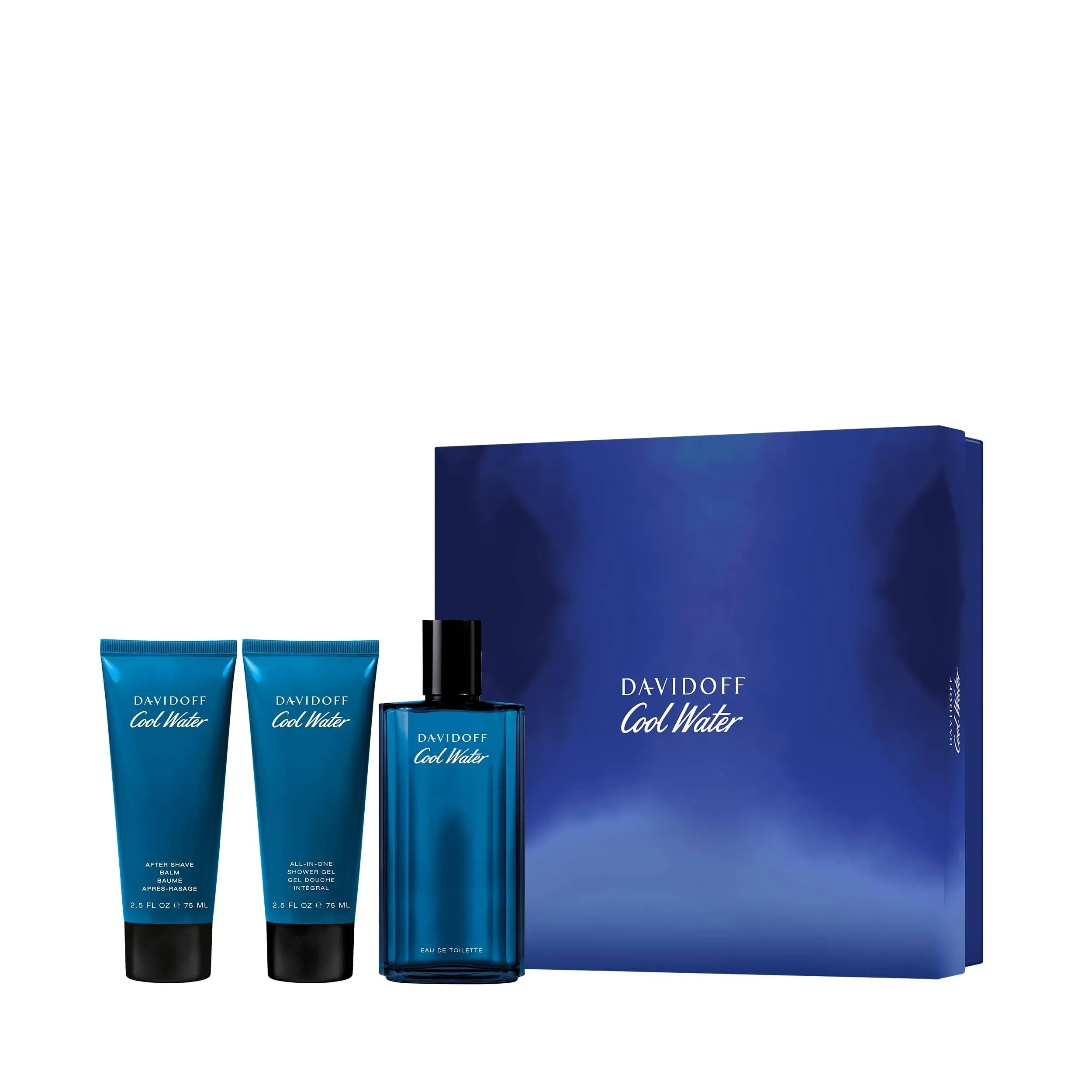 Davidoff Cool Water 3-pc Gift Set for Men (4.2 oz EDT+2.5 oz A/S + 2.5 oz S/Gel)