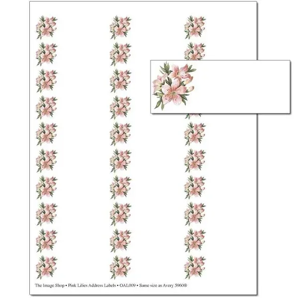 Pink Lilies Address Labels