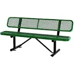 Global Industrial Expanded Steel Bench with Back, 72 x 24 x 33, Green