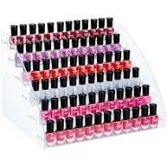 KINGROW Nail Polish Organizer 72 Bottles of 6 Layers Acrylic Display Rack Eyeglasses Storage Essential Oils Holder Makeup Organizer