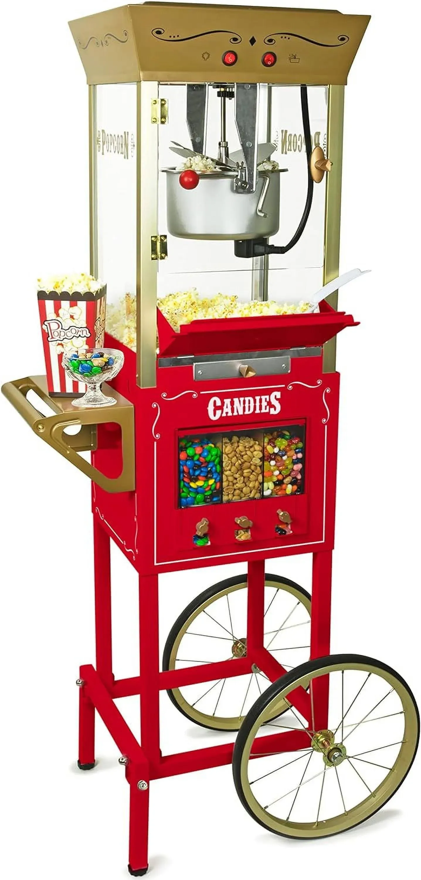 Nostalgia Popcorn Cart with Candy Dispenser