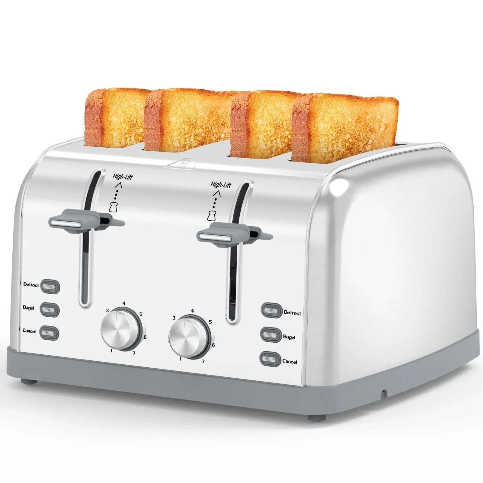 Toaster 4 Slice Retro Stainless Steel Toater with 7 Shade Settings Best Prime ..