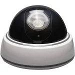 SABRE Fake Dome Security Camera, Flashing Red Light For Nighttime Visibility, Realistic Design Deters Intruders, Battery Operated, No Wiring Required, Fake Dummy Camera, White