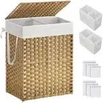 Wicker Laundry Hamper with Lid Natural / 90L(13"L x 18.1"W x 23.6"H)