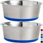 Gorilla Grip Set of 2 Dog Bowls, Holds 8 Cups (64 fl oz), Heavy Duty Metal Food and Water Bowl for Feeding Dogs and Cats, Dishwasher Safe, Rust Resistant Stainless Steel, BPA Free Rubber Base, Blue