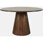 Jofran Nash Mid-Century Modern 50 inch Round Pedestal Dining Table, Brown