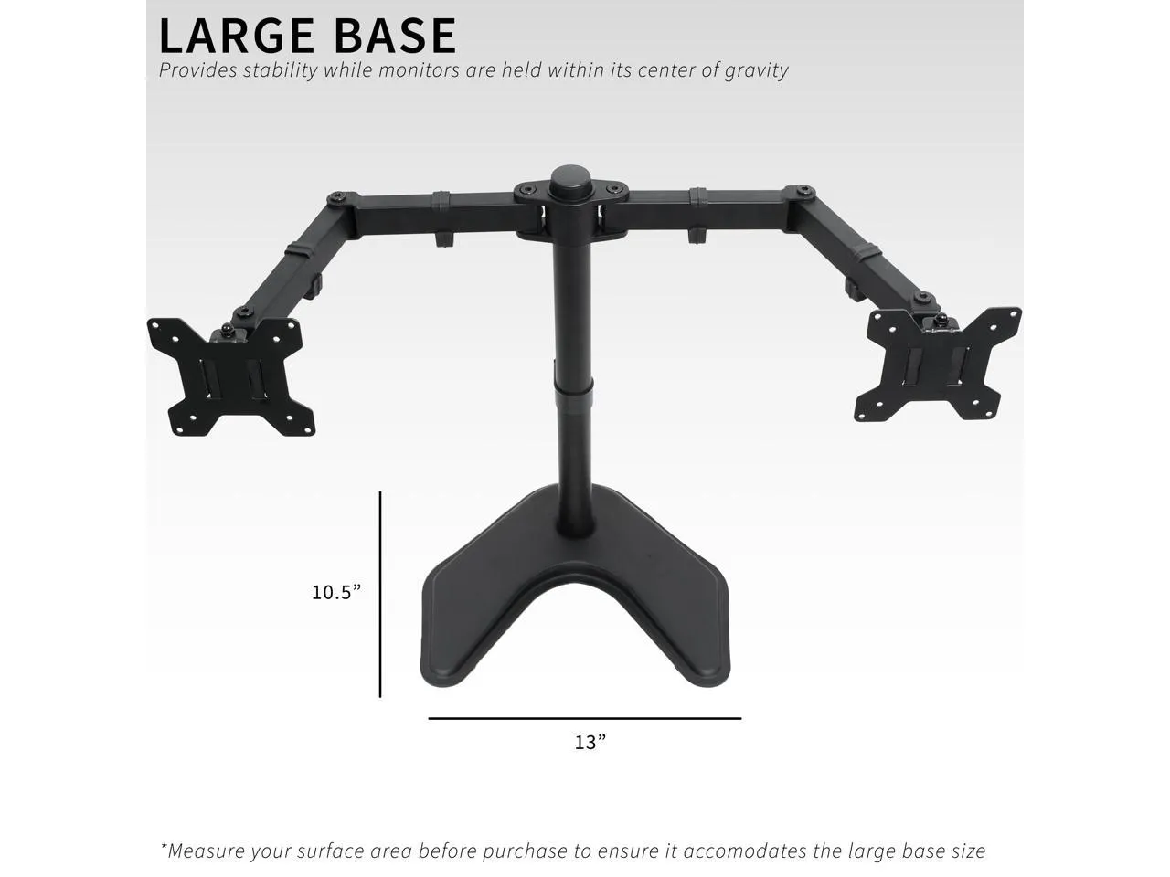 VIVO Black Dual Monitor Mount, Freestanding Desk Stand, Heavy Duty, Adjustable, Fits Up to 27" Screens (STAND-V002F)