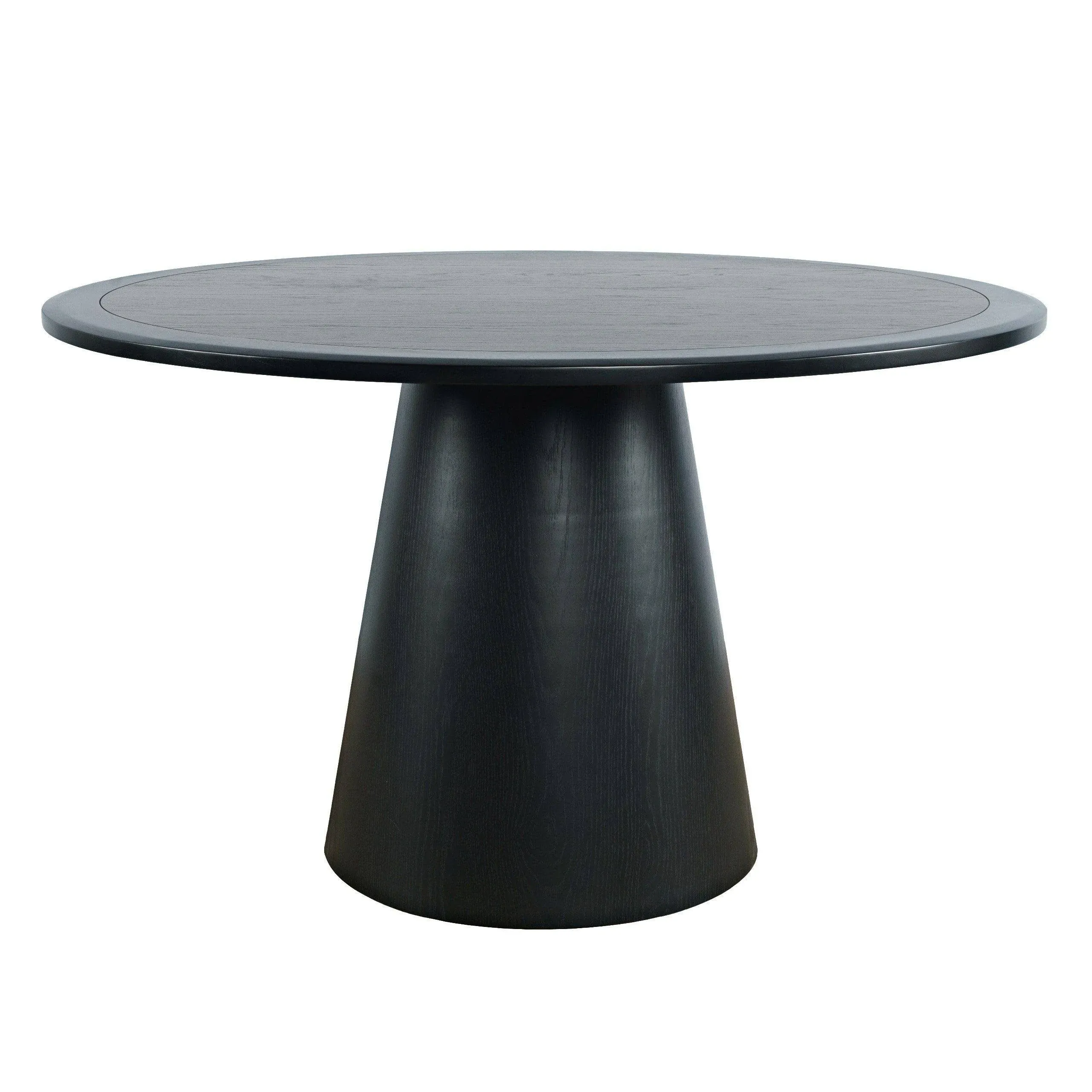 Nash Mid-Century Modern 50" Round Pedestal Dining Table, Black