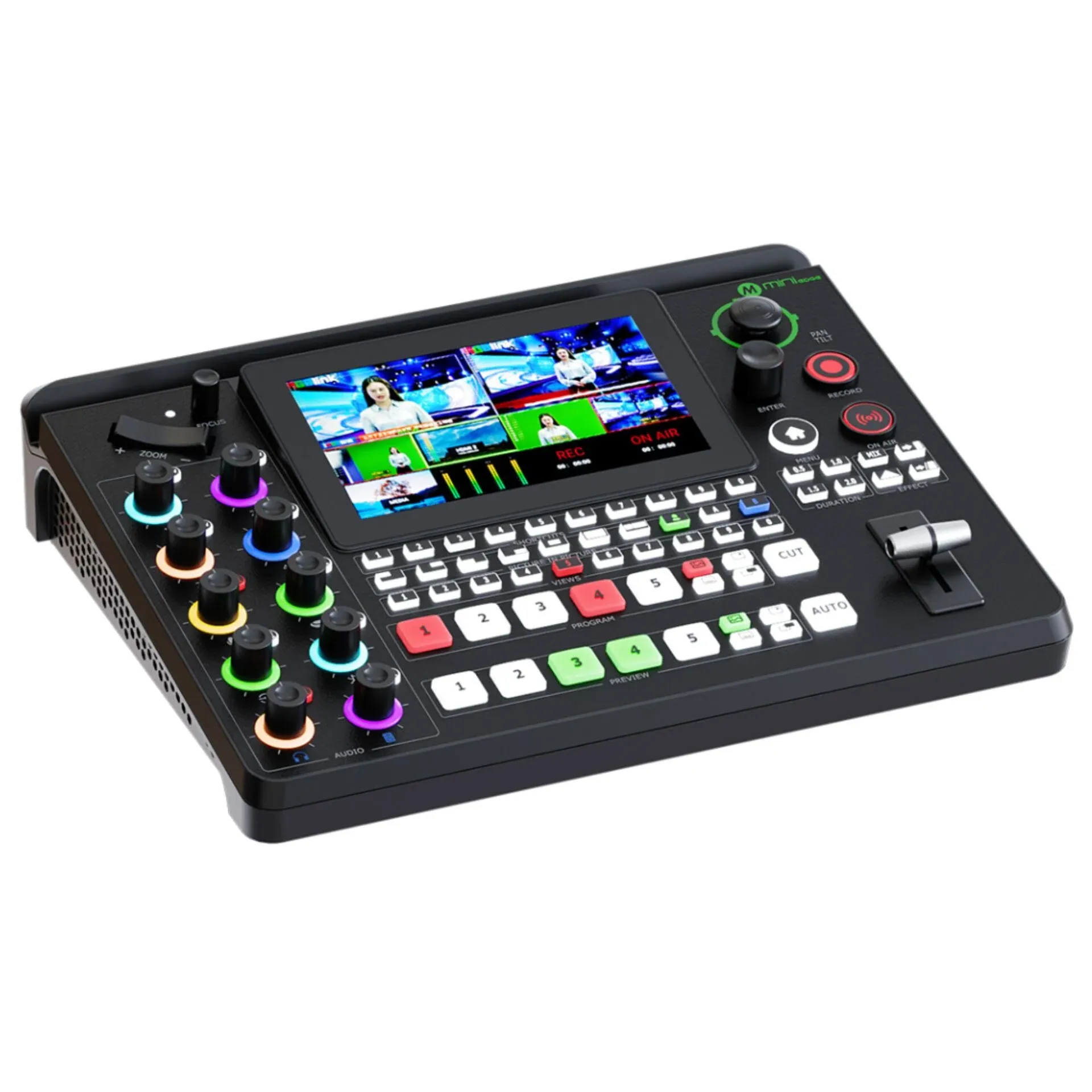 RGBlink Mini-Edge, All in One Video Mixer Switcher 4K Multi-Cam PTZ Controller with 8-Ch Audio Input, 5-Ch Video Input Video Production Solution for Live Streaming, Podcasting, Content Creation...