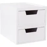 Weston 2 Pack Stackable White Engineered Wood Boxes with Drawers, 5.25&#034; x 7&#034;