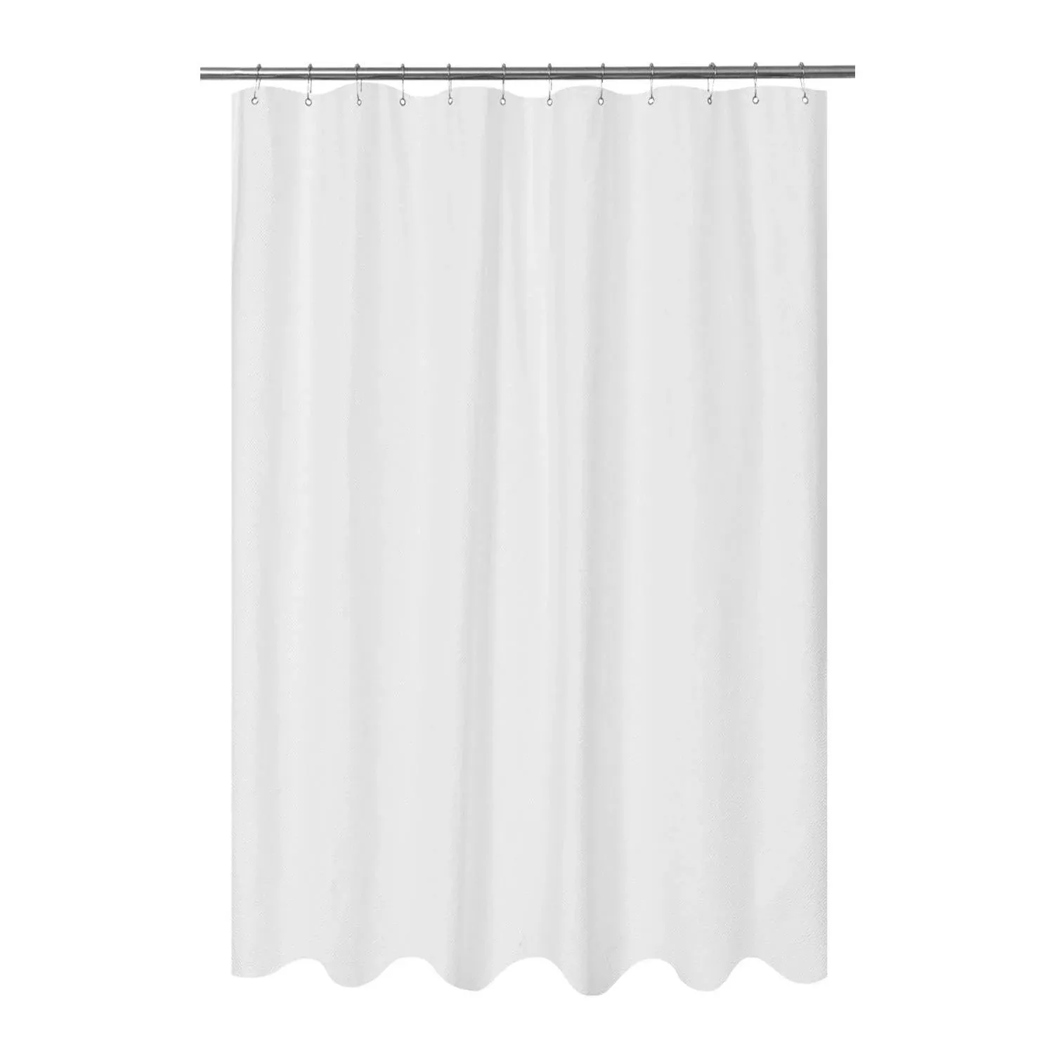 Mrs Awesome Embossed Microfiber Fabric Long Shower Curtain Liner 78 Inches Length, Washable and Water Repellent, White