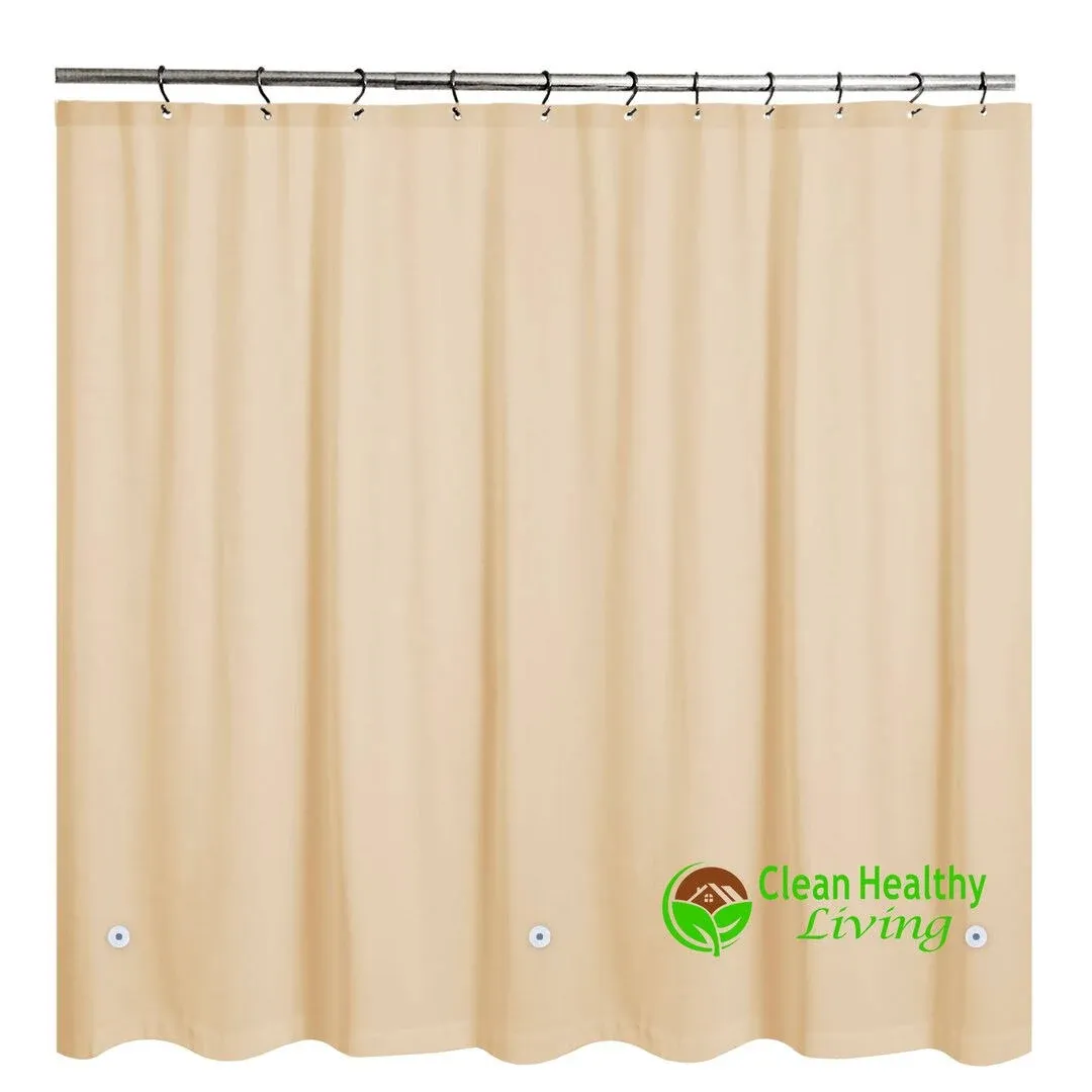 PEVA Shower Liner: (Magnets and Suction Cups). 70 x 71 Inches Long - Taupe Color