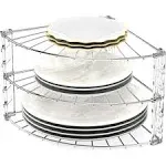 Simple Houseware 3-Tier Counter Corner Shelf Organizer, Silver