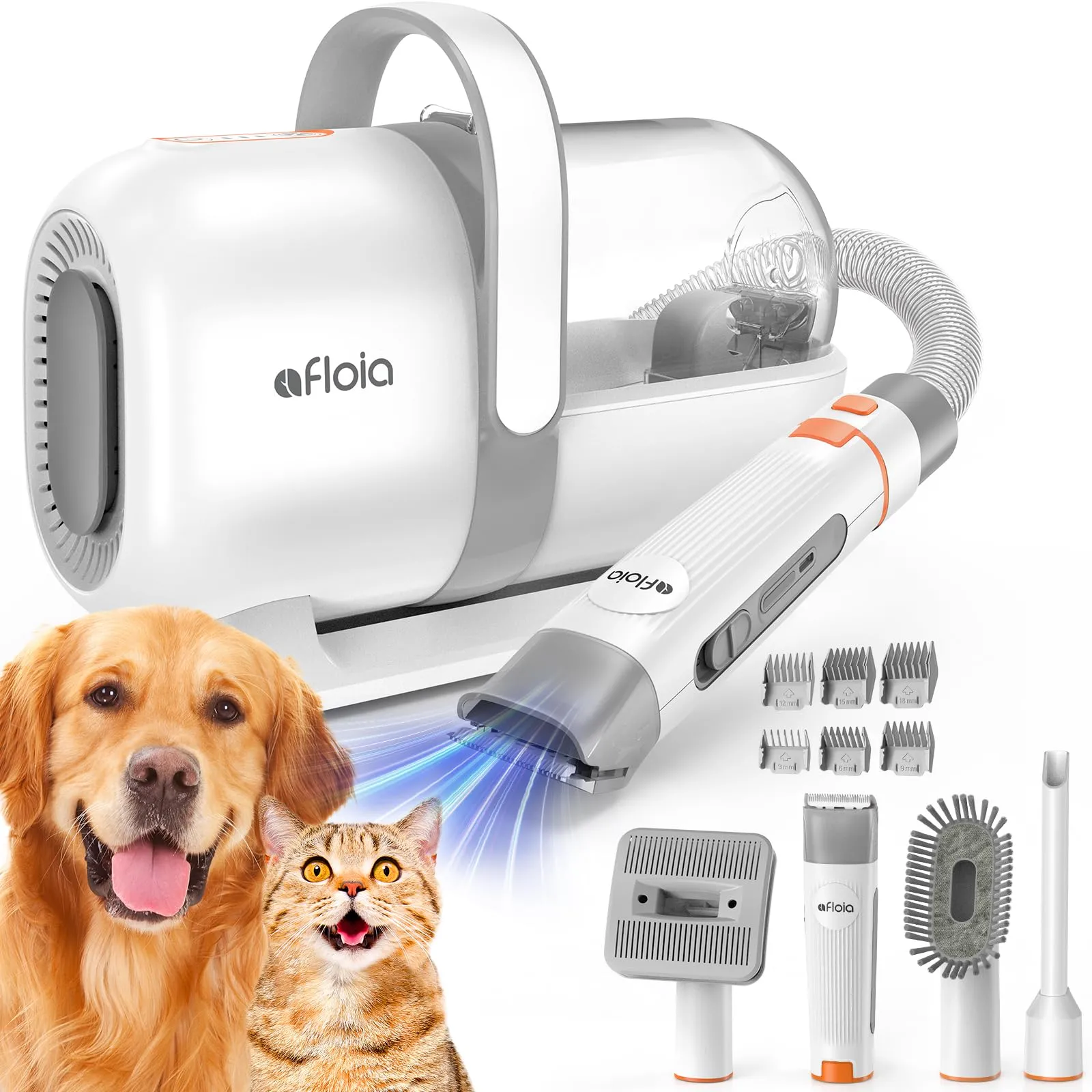 Afloia Dog Grooming Kit, Pet Grooming Vacuum & Dog Clippers Nail Trimmer Grinder & Dog Brush for Shedding