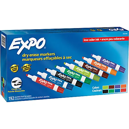 Expo Low Odor Dry Erase Markers, Chisel Tip - Office Pack, Assorted,