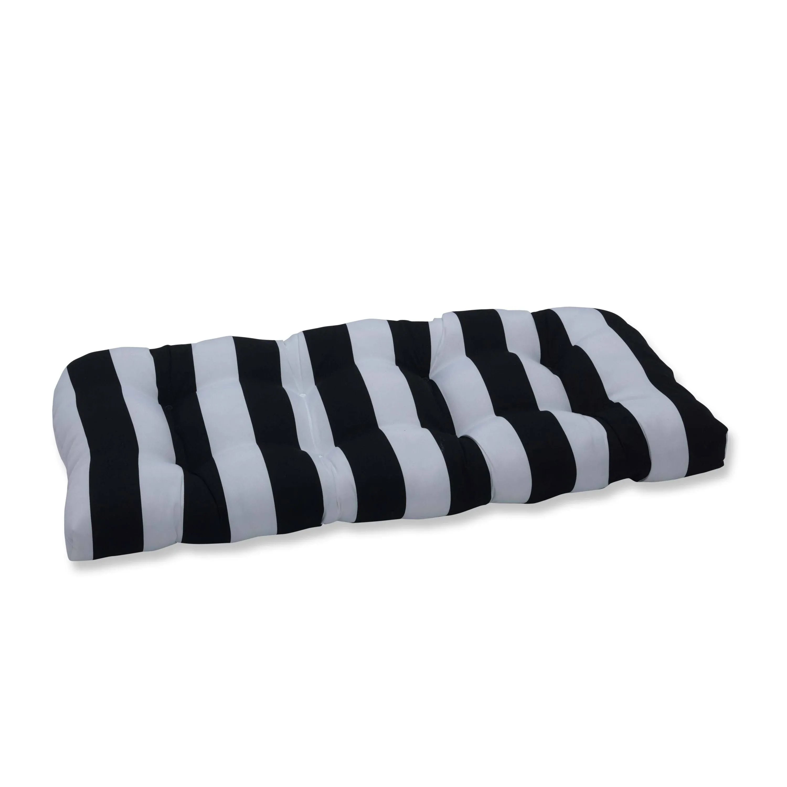 Pillow Perfect Striped Rectangular Outdoor Bench Cushion in Black 636733