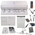 Lion Premium Grills 40-Inch Liquid Propane Grill L90000 with Single Side Burner, Eco Friendly Refrigerator, Door and Drawer Combo with 5 in 1 BBQ