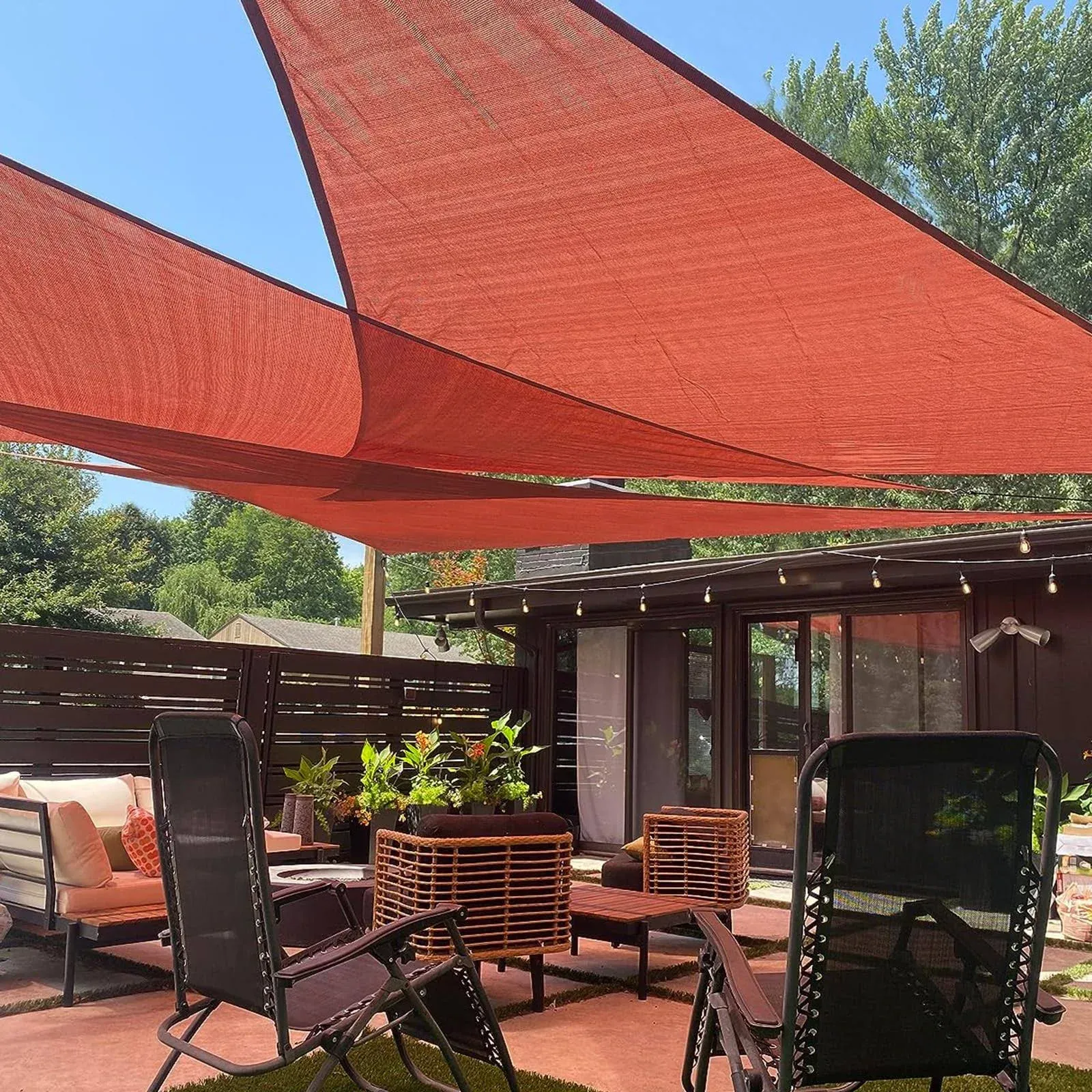 Love Story 165 x 165 x 165 Triangle Terra Red Sun Shade Sail Canopy UV Block Awning for Outdoor Patio Garden Backyard