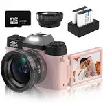 Digital Cameras for Photography 4K 48MP Vlogging Camera 16x Digital Zoom Manual Focus Rechargeable Students Compact Camera with 52mm Wide-Angle Lens