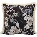 Cream Fringed Heron Bird Throw Pillow Cover Velvet Cushion Cover for Velvet N...