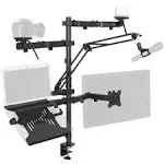 VIVO All-in-One Computer Studio Desk Mount, Mic Boom, Dual Monitor Mount up to 32 inches, Laptop Stand, Livestream Arms Compatible with Cameras, Lighting, Phone/Tablet Adapters, STAND-LIVE2L