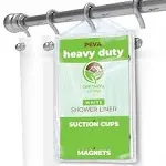 Heavy Duty PEVA White Shower Curtain Liner with Magnets &amp; Suction Cups - 70 X...