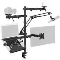 VIVO All-in-One Computer Studio Desk Mount, Mic Boom, Dual Monitor Mount up to 32 inches, Laptop Stand, Livestream Arms Compatible with Cameras, Lighting, Phone/Tablet Adapters, STAND-LIVE2L