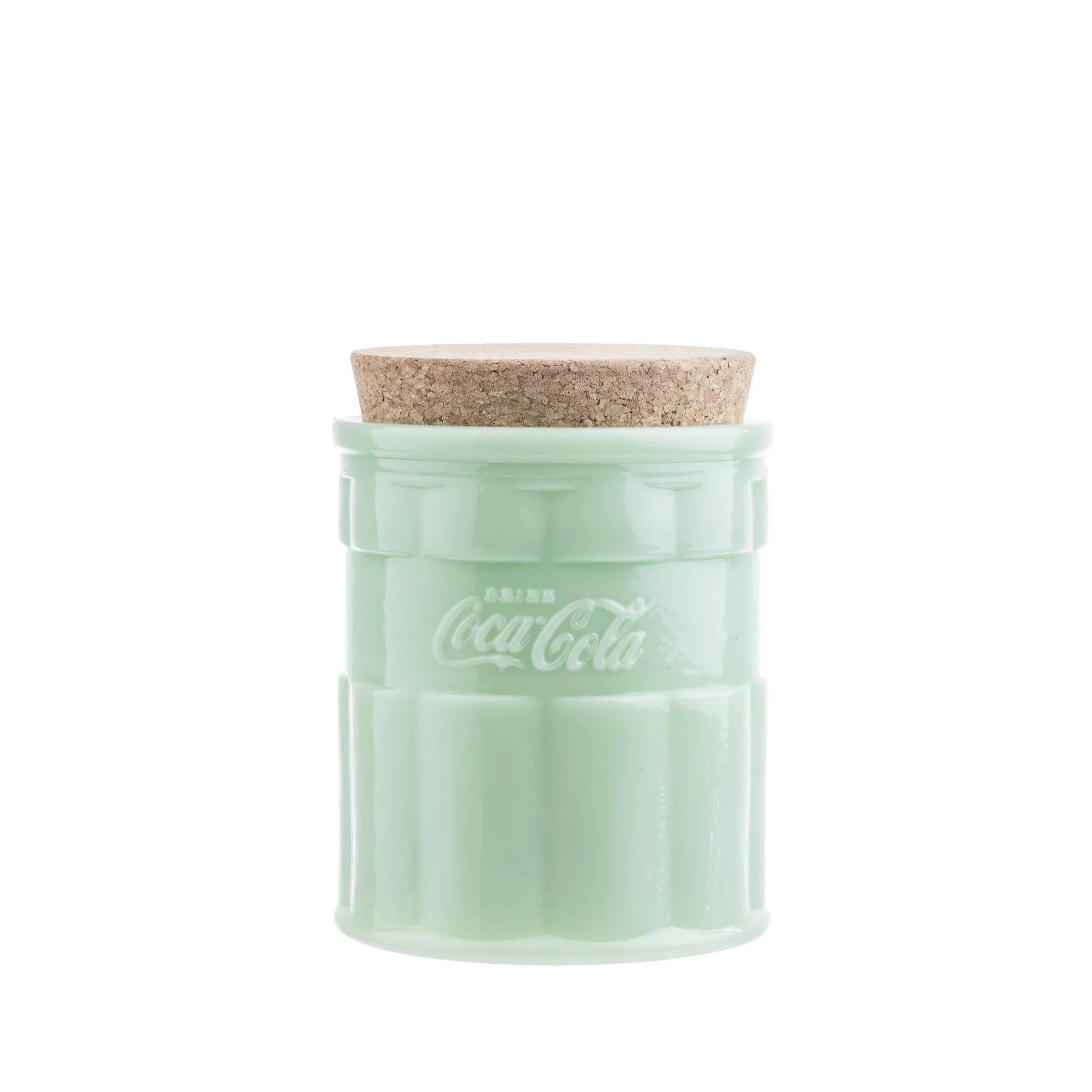 Coca-Cola Jadeite 24oz Canister with Cork Lid Made By Table Craft