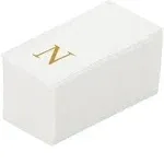 Luxenap Rectangle Gold Letter N White Paper Linen-Feel Guest Towel / Napkin - Air Laid, Sans Serif Font - 15 3/4" x 8" - 50 count box