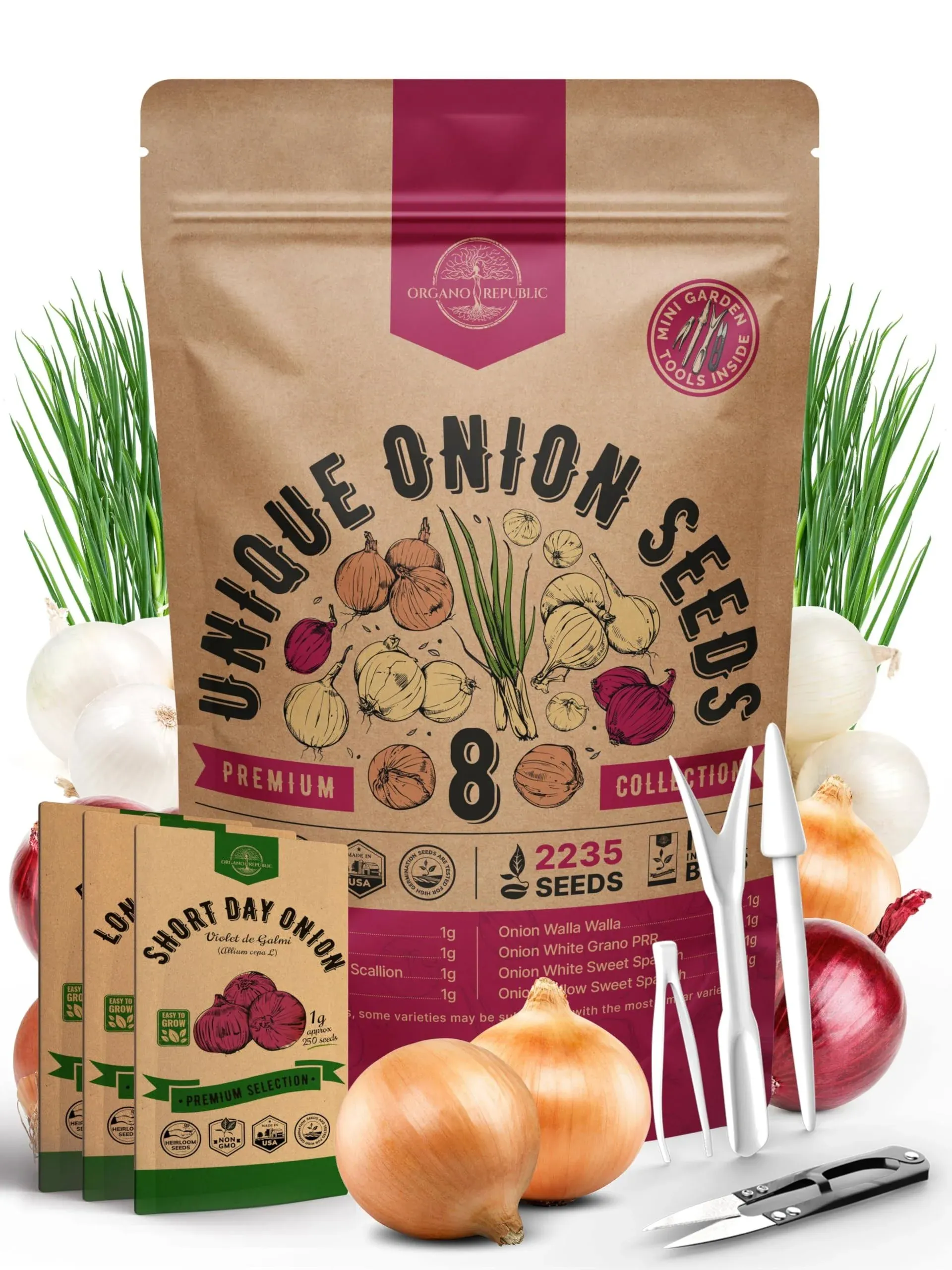 Organo Republic 8 Onion Seeds Variety Pack