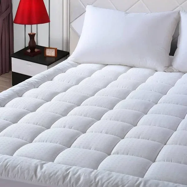 Queen Size Mattress Pad Pillow Top Mattress Cover Quilted Fitted Mattress Pro...