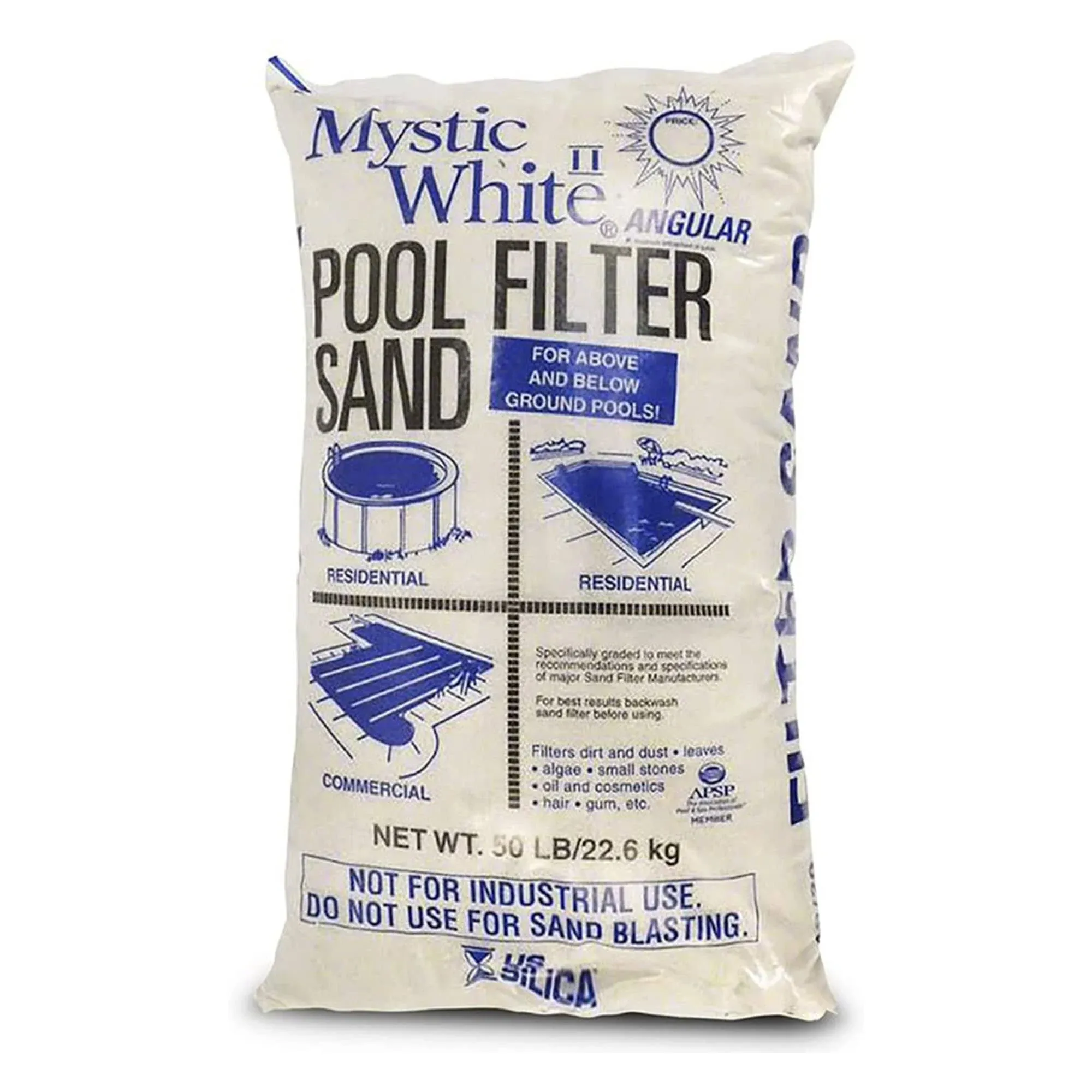 Pool Central Mystic White II Swimming Pool Filter Sand - 50lb Bag