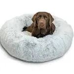 Best Friends by Sheri The Original Calming Shag Fur Donut Cuddler Cat & Dog Bed, Denim, Large