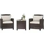 Shintenchi 3 Pieces Patio Furniture Set 3 Pieces PE Rattan Wicker Chairs with Table Outdoor Furniture for Backyard/Garden/Poolside/Outdoor