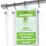 Clean Healthy Living Premium PEVA White Shower Curtain Liner with Magnets &amp; Suct