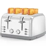 Toaster 4 Slice,Retro Stainless Steel Toater with 7 Shade Settings,Best Prime Toaster for Waffles, 4 Slice Toaster with 3 Mode，Bagels and More Lainsten Toaster T-527