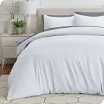 Bare Home Premium Washed Microfiber Duvet Cover and Sham Set - White - Full