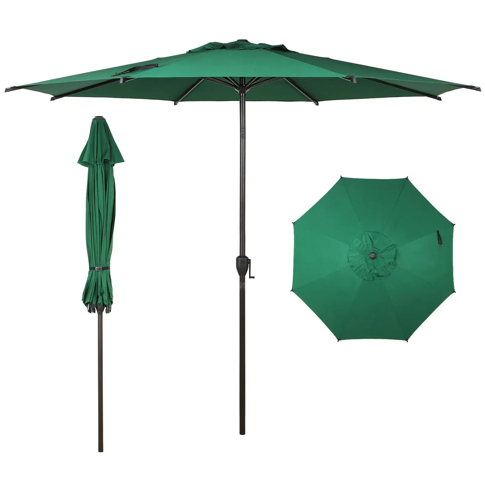 Lyon 11 ft. Steel Market Solar Horizontal Tilt Patio Umbrella in Green