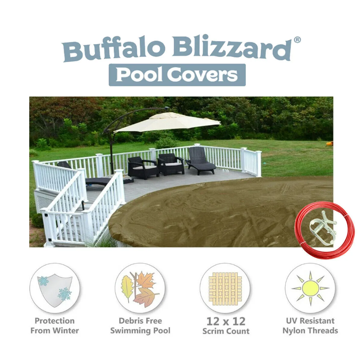 Buffalo Blizzard Supreme Plus Swimming Pool Winter Cover - (Choose Size)