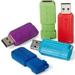 Verbatim Pinstripe USB 2.0 Flash Drive, 32 GB, 5 Assorted Colors